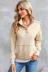 Ribbed Hem Snap Button Neckline Sweatshirt with Pocket