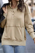 Ribbed Hem Snap Button Neckline Sweatshirt with Pocket