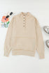 Ribbed Hem Snap Button Neckline Sweatshirt with Pocket