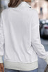 Ribbed Hem Snap Button Neckline Sweatshirt with Pocket
