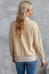 Ribbed Hem Snap Button Neckline Sweatshirt with Pocket