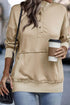 Ribbed Hem Snap Button Neckline Sweatshirt with Pocket