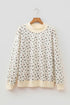 Ribbed High Neck Patchwork Floral Print Baggy Pullover Sweatshirt