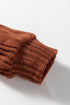 Ribbed Knit Asymmetrical Hem Plaid Detail Hoodie