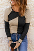 Ribbed Knit Asymmetrical Panel Long Sleeve Top