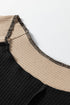 Ribbed Knit Asymmetrical Panel Long Sleeve Top