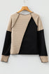 Ribbed Knit Asymmetrical Panel Long Sleeve Top