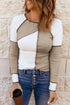 Ribbed Knit Asymmetrical Panel Long Sleeve Top