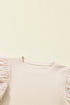 Ribbed Knit Bodice With Dotty Mesh Ruffle Sleeves Top
