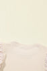 Ribbed Knit Bodice With Dotty Mesh Ruffle Sleeves Top