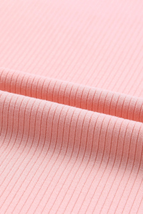 Ribbed Knit Bodice With Dotty Mesh Ruffle Sleeves Top