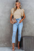 Ribbed Knit Bodice With Dotty Mesh Ruffle Sleeves Top