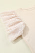 Ribbed Knit Bodice With Dotty Mesh Ruffle Sleeves Top
