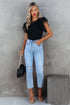 Ribbed Knit Bodice With Dotty Mesh Ruffle Sleeves Top