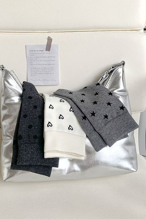 Ribbed Knit Bow Accent Crew Length Socks