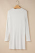 Ribbed Knit Button Front Collared Longline Cardigan