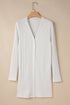Ribbed Knit Button Front Collared Longline Cardigan