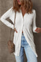 Ribbed Knit Button Front Collared Longline Cardigan