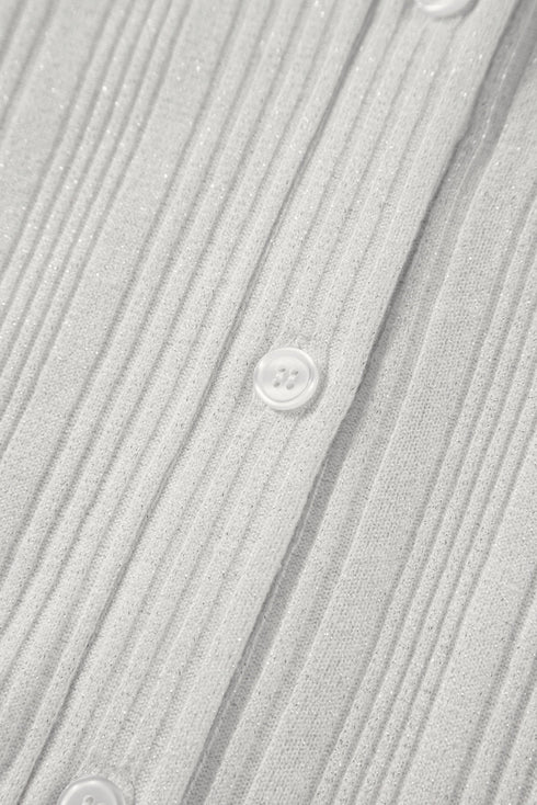 Ribbed Knit Button Front Collared Longline Cardigan