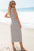 Ribbed Knit Button Front Sleeveless Midi Dress