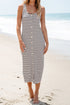 Ribbed Knit Button Front Sleeveless Midi Dress