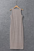 Ribbed Knit Button Front Sleeveless Midi Dress