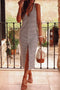 Ribbed Knit Button Front Sleeveless Midi Dress