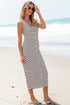 Ribbed Knit Button Front Sleeveless Midi Dress