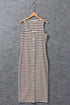 Ribbed Knit Button Front Sleeveless Midi Dress