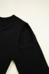 Ribbed Knit Cold Shoulder Long Sleeve Fitted Top