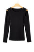Ribbed Knit Cold Shoulder Long Sleeve Fitted Top