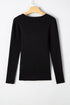 Ribbed Knit Cold Shoulder Long Sleeve Fitted Top
