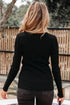 Ribbed Knit Cold Shoulder Long Sleeve Fitted Top