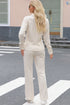 Ribbed Knit Collared Button Cuff Two Piece Lounge Set