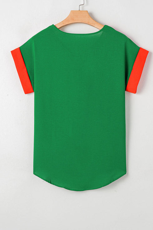 Ribbed Knit Collared Half Zip Short Sleeve Crop Top
