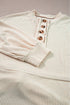 Ribbed Knit Collared Long Sleeve Relaxed Henley Top
