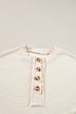 Ribbed Knit Collared Long Sleeve Relaxed Henley Top