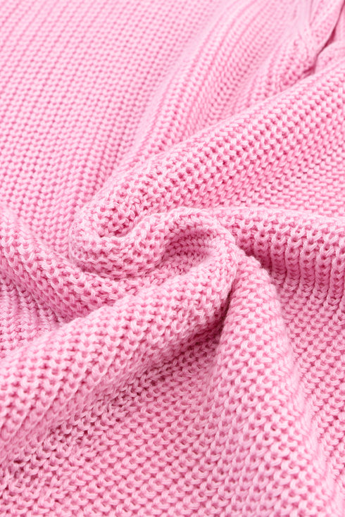 Ribbed Knit Collared V Neck Pullover Sweater