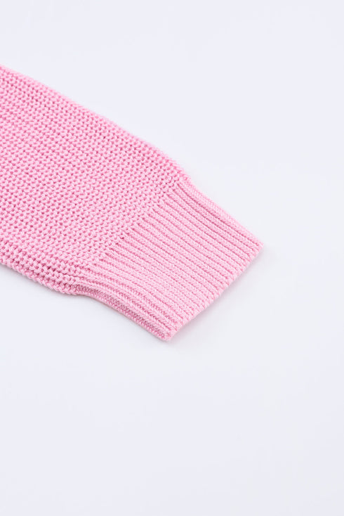 Ribbed Knit Collared V Neck Pullover Sweater