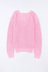 Ribbed Knit Collared V Neck Pullover Sweater