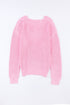 Ribbed Knit Collared V Neck Pullover Sweater