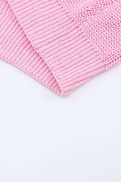 Ribbed Knit Collared V Neck Pullover Sweater