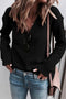 Ribbed Knit Collared V Neck Pullover Sweater