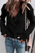 Ribbed Knit Collared V Neck Pullover Sweater