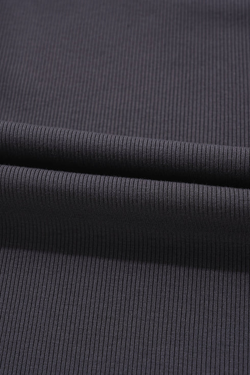 Ribbed Knit Colorblock Edge U Neck Slim Fit Tank Top