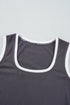 Ribbed Knit Colorblock Edge U Neck Slim Fit Tank Top