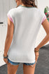 Ribbed Knit Contrast Trim Cap Sleeve Crew Neck Top