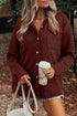 Ribbed Knit Corduroy Button Front Flap Pocket Shacket Jacket