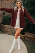 Ribbed Knit Corduroy Button Front Flap Pocket Shacket Jacket