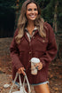Ribbed Knit Corduroy Button Front Flap Pocket Shacket Jacket